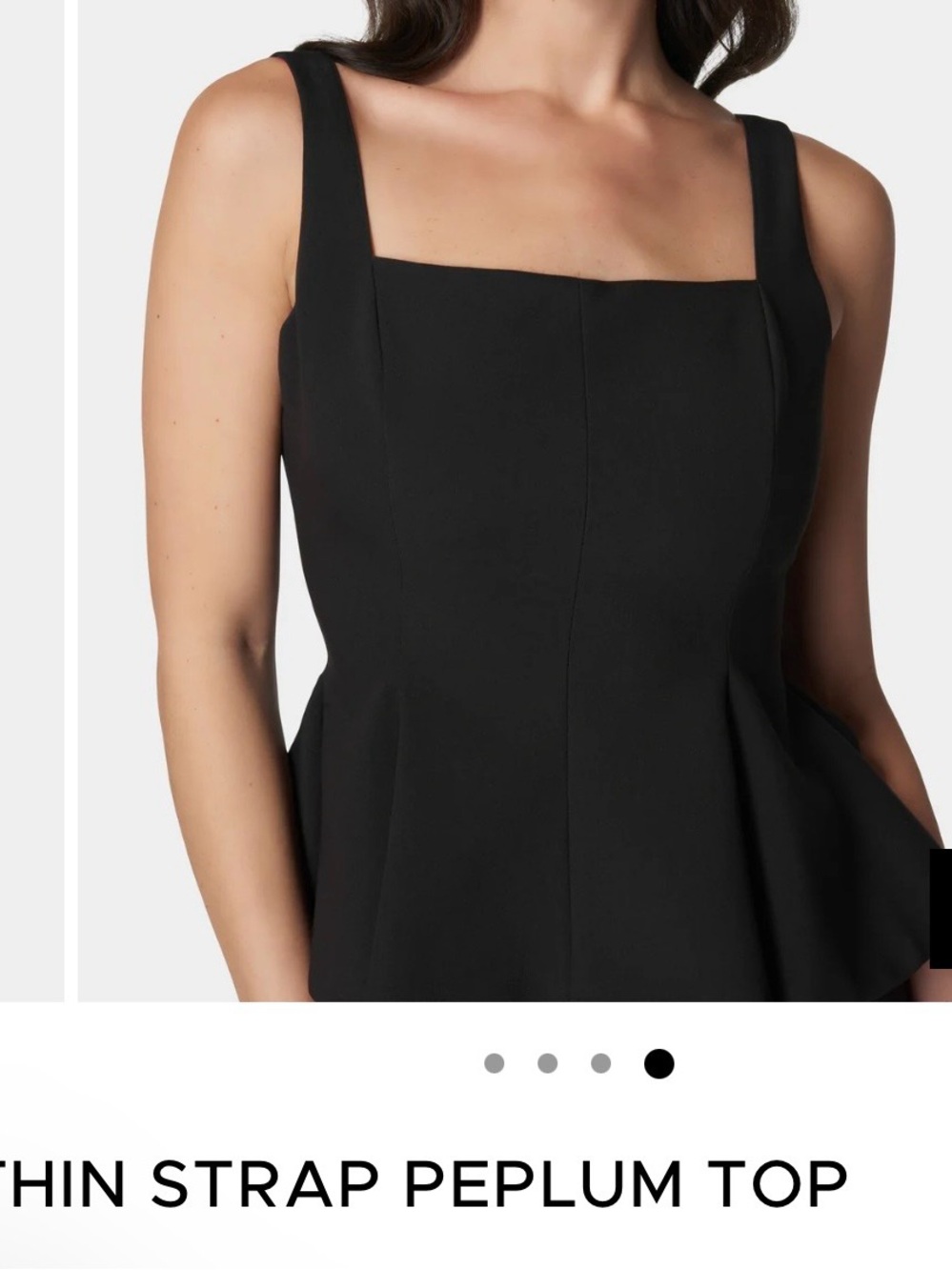 bebe Black Square-Neck Peplum Top